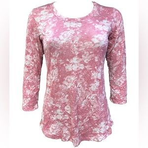 NWT David Cline Crushed 3/4 Sleeve Blush Crew